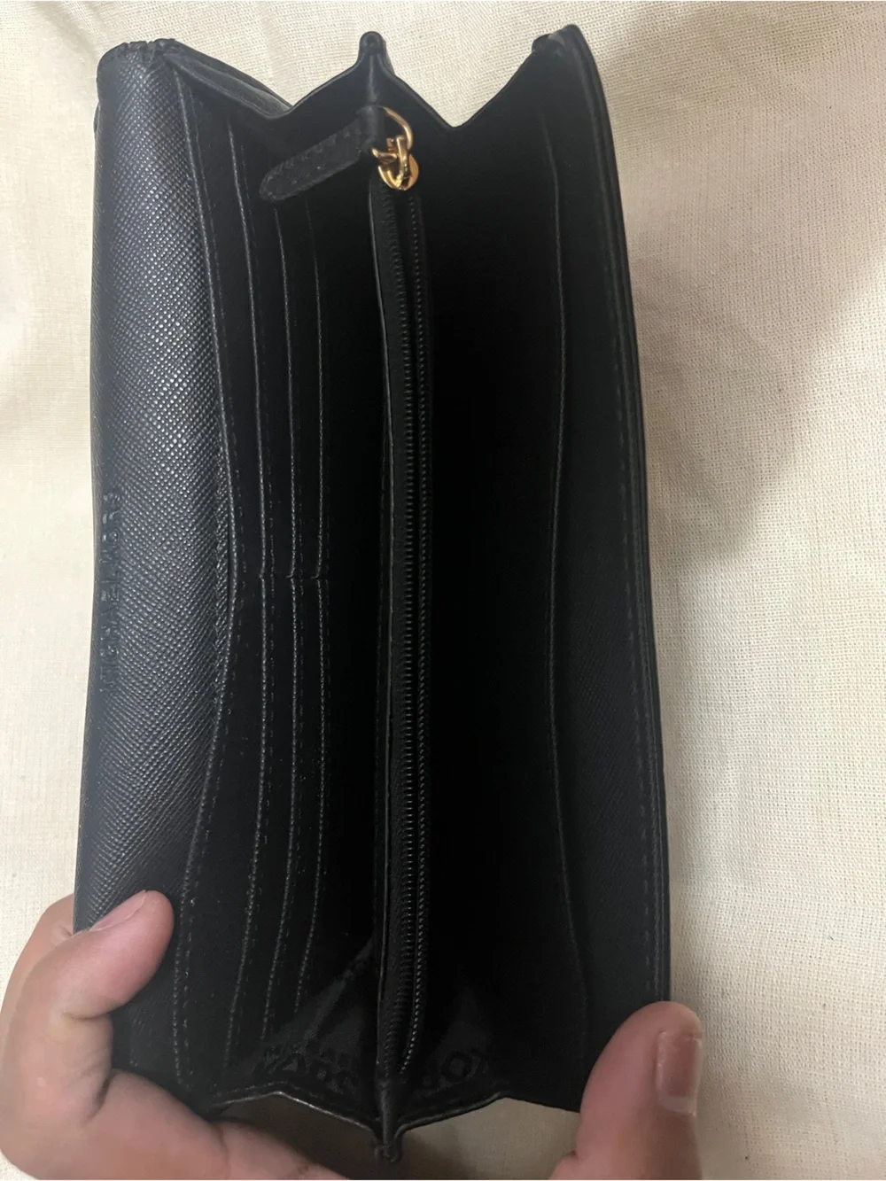 Michael Kors Black Leather Continental Wallet with Gold MK Emblem